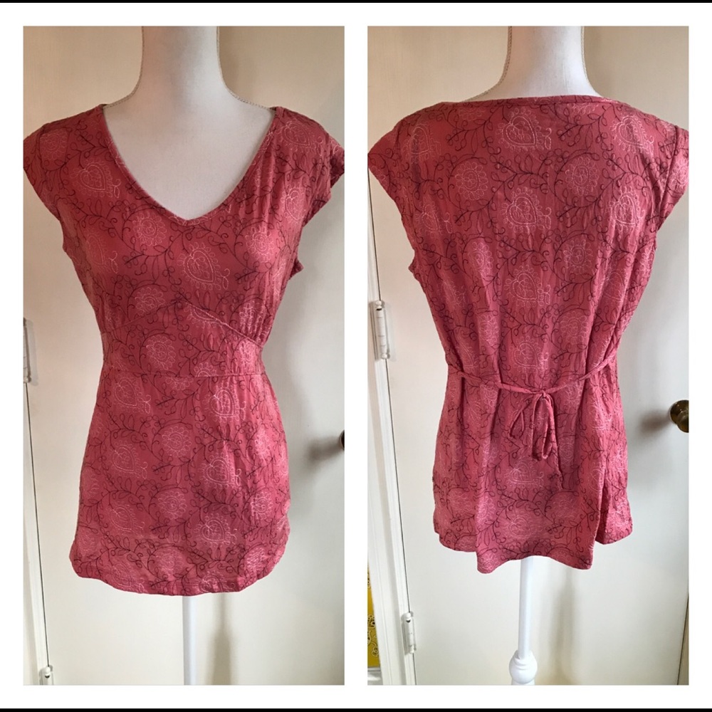 Maternity * Cap Sleeve * V-Neck * Tie Blouse